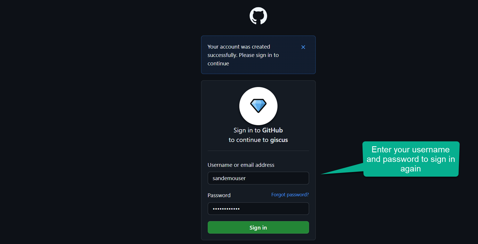 GitHub sign in page